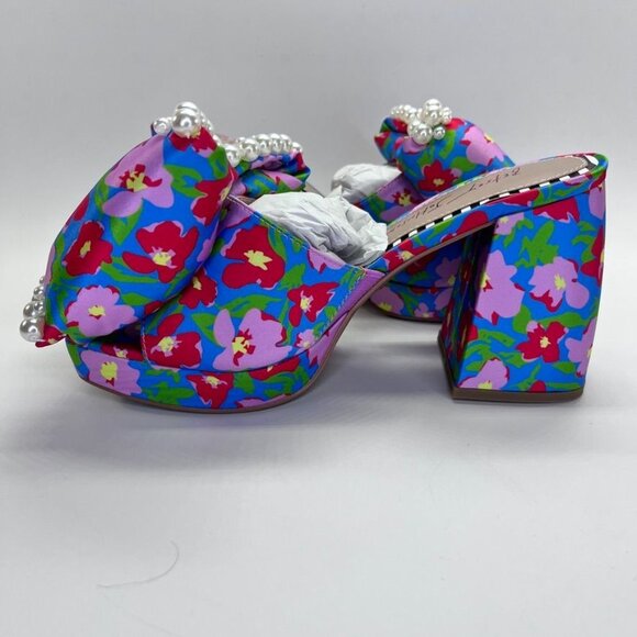 Betsy Johnson Maccie Platform Sandal Womens Size 7 in Blue Multi Floral Pearls - Picture 6 of 15